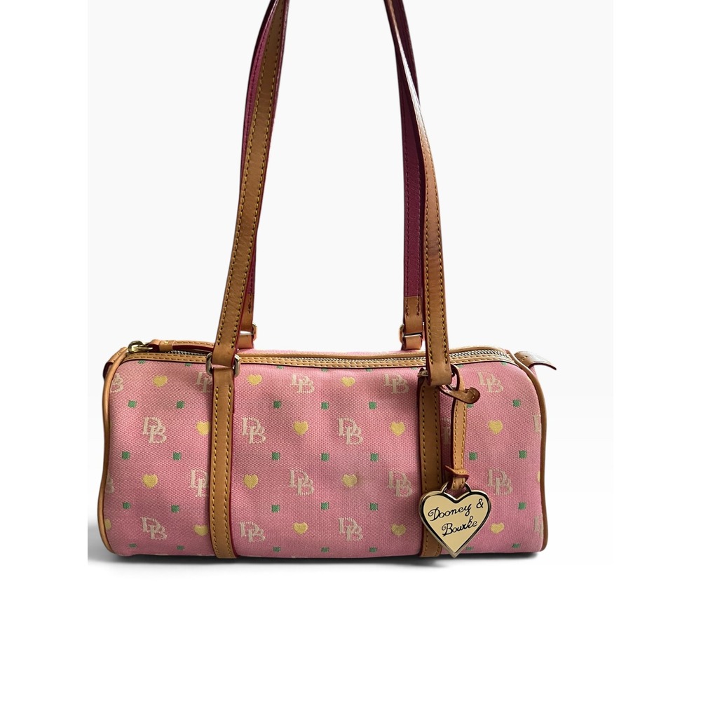 Dooney & Bourke Pink Barrel Shoulder Bag with Tan Trim